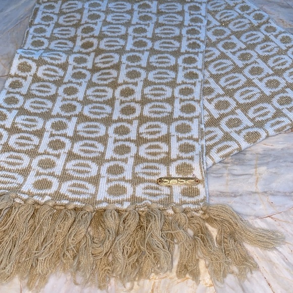 BEBE Scarf Cream/White with Logo - Picture 2 of 7